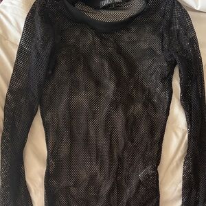 Current Mood Black Sheer Mesh Long Sleeve Top